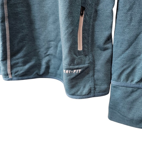 Nike Running Men's XL Dri-FIT Element Long Sleeve Shirt Teal Thumbholes - Picture 7 of 7